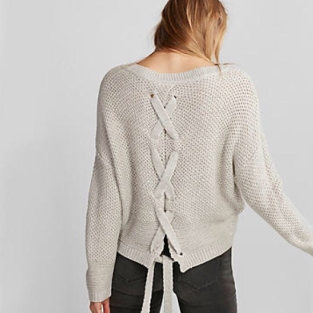 Express tie-back knit sweater